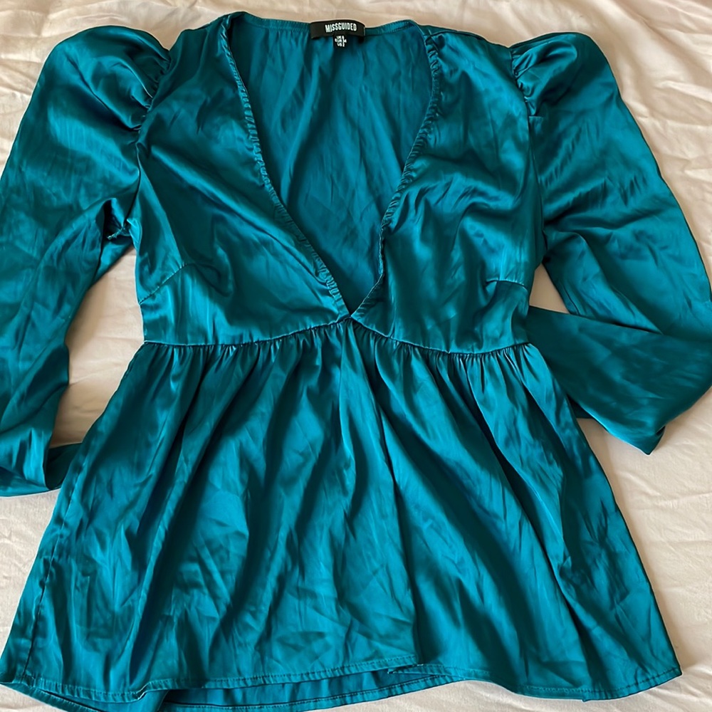 Missguided Teal Blouse Size 2